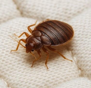 Bed bug on woven fabric